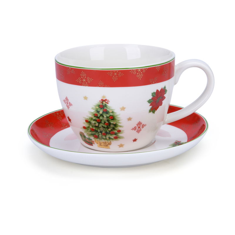 Porcelánový šálka na kávu a čaj JUMBO MERRY CHRISTMAS BIELA 400 ml