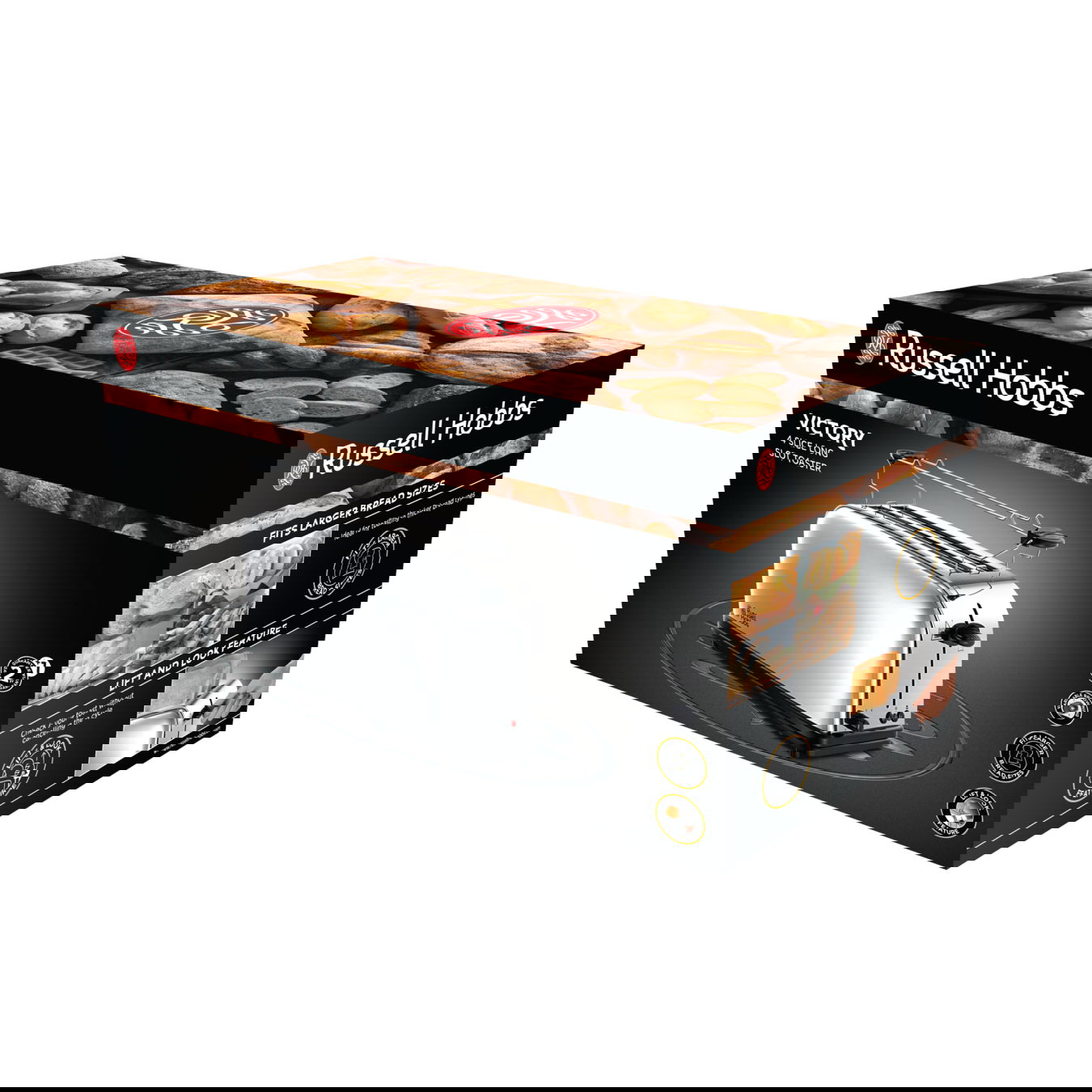 RUSSELL HOBBS Victory Four Slice Long Slot 1600 W – nerezový, elektrický toustovač/topinkovač