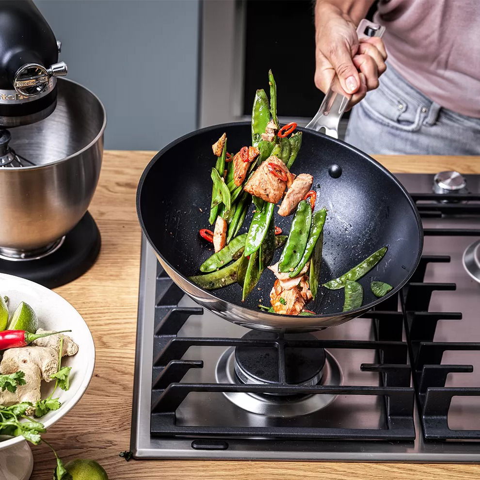 KITCHENAID Nerezová ocel 28 cm - nepřilnavá pánev / wok