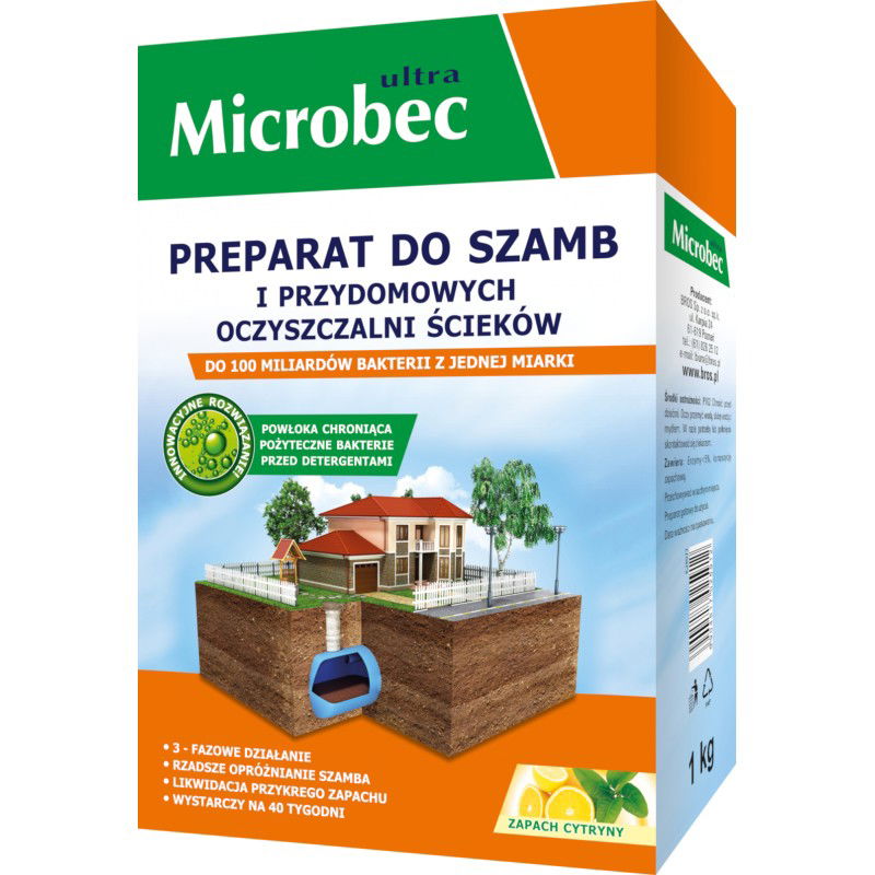 Přípravek / Prášek do septiků s vůní citronu MICROBEC ULTRA 1 kg