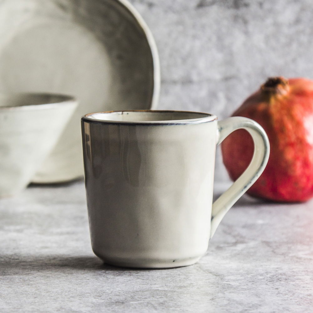 Služba na obed a kávu keramická pre 6 osôb ORGANIC HAND MADE KREMOVÝ 24 dielov.