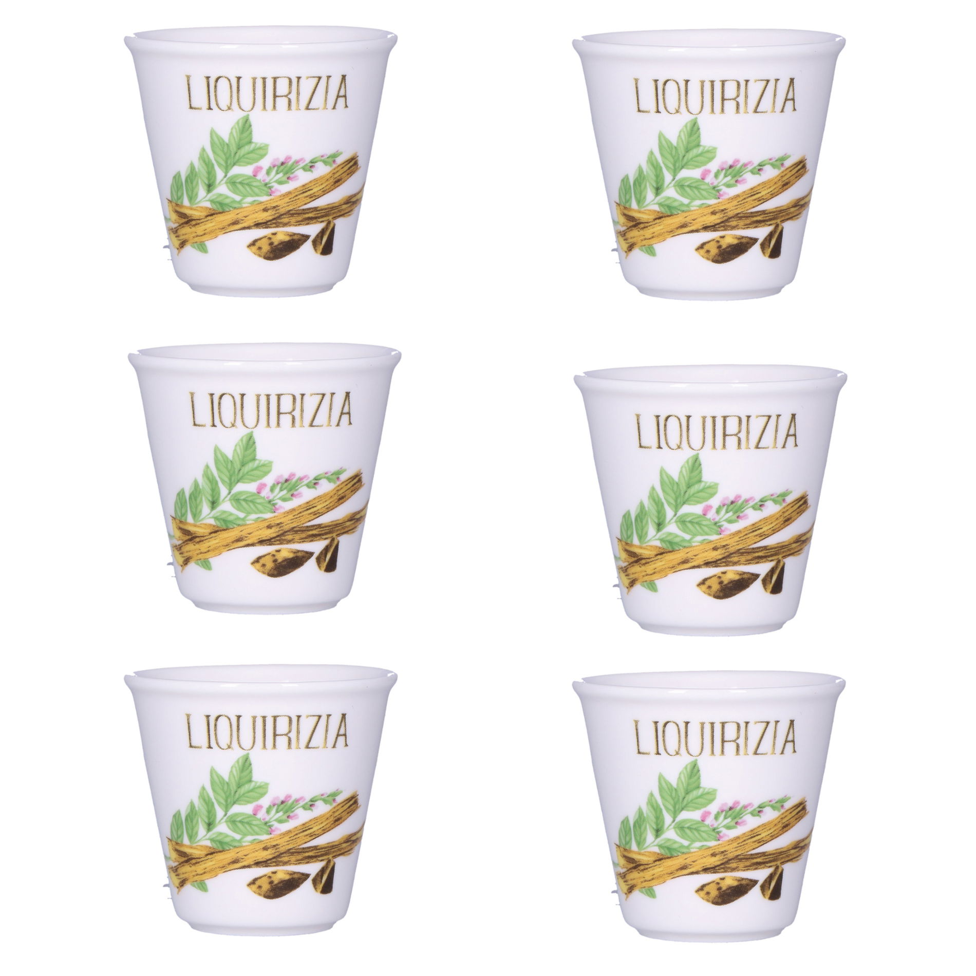 LA PORCELLANA BIANCA Liquorelli Liquirizia 75 ml 6 ks. - porcelánové skleničky na likér