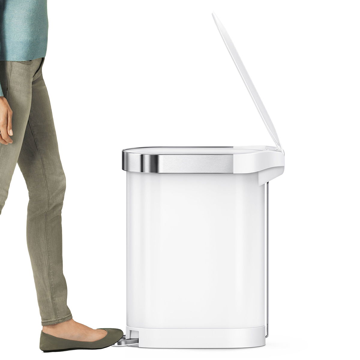 SIMPLEHUMAN Slim 45 l bílý - nerezový odpadkový koš s pedálem