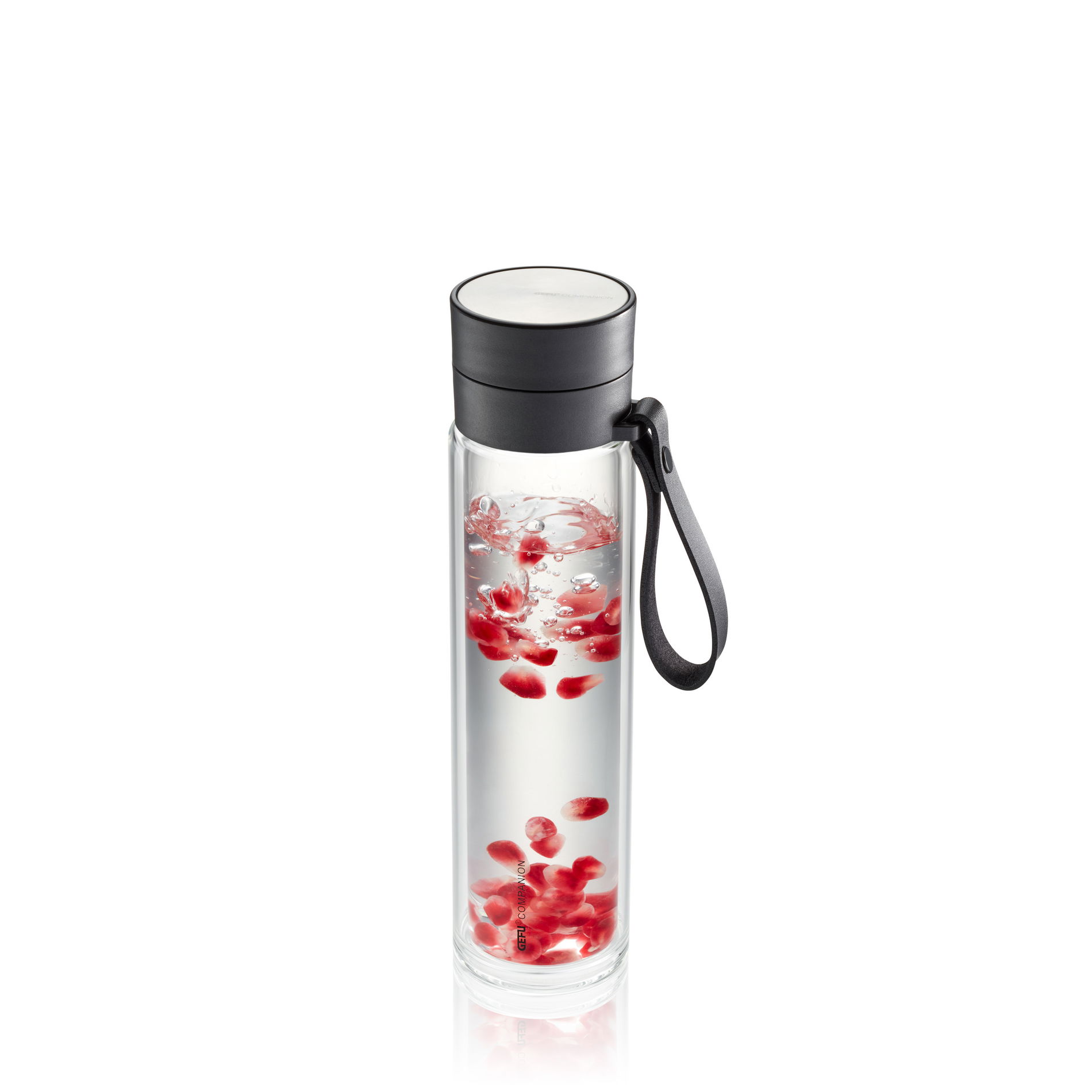 GEFU Companion 0,45 l - skleněná láhev na vodu a nápoje s infuzérem