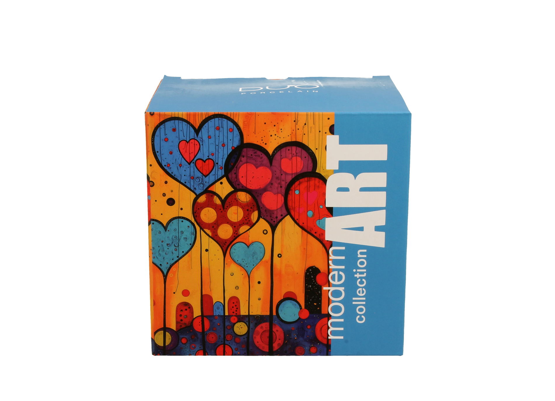 Kubek porcelanowy z zaparzaczem i pokrywką DUO MODERN HEARTS 450 ml