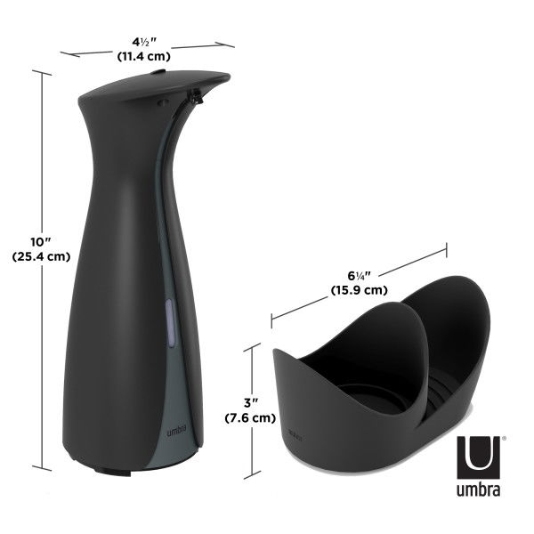 UMBRA Otto 250 ml černý - bezdotykový dávkovač mýdla nebo saponátu s nádobkou na houbičku