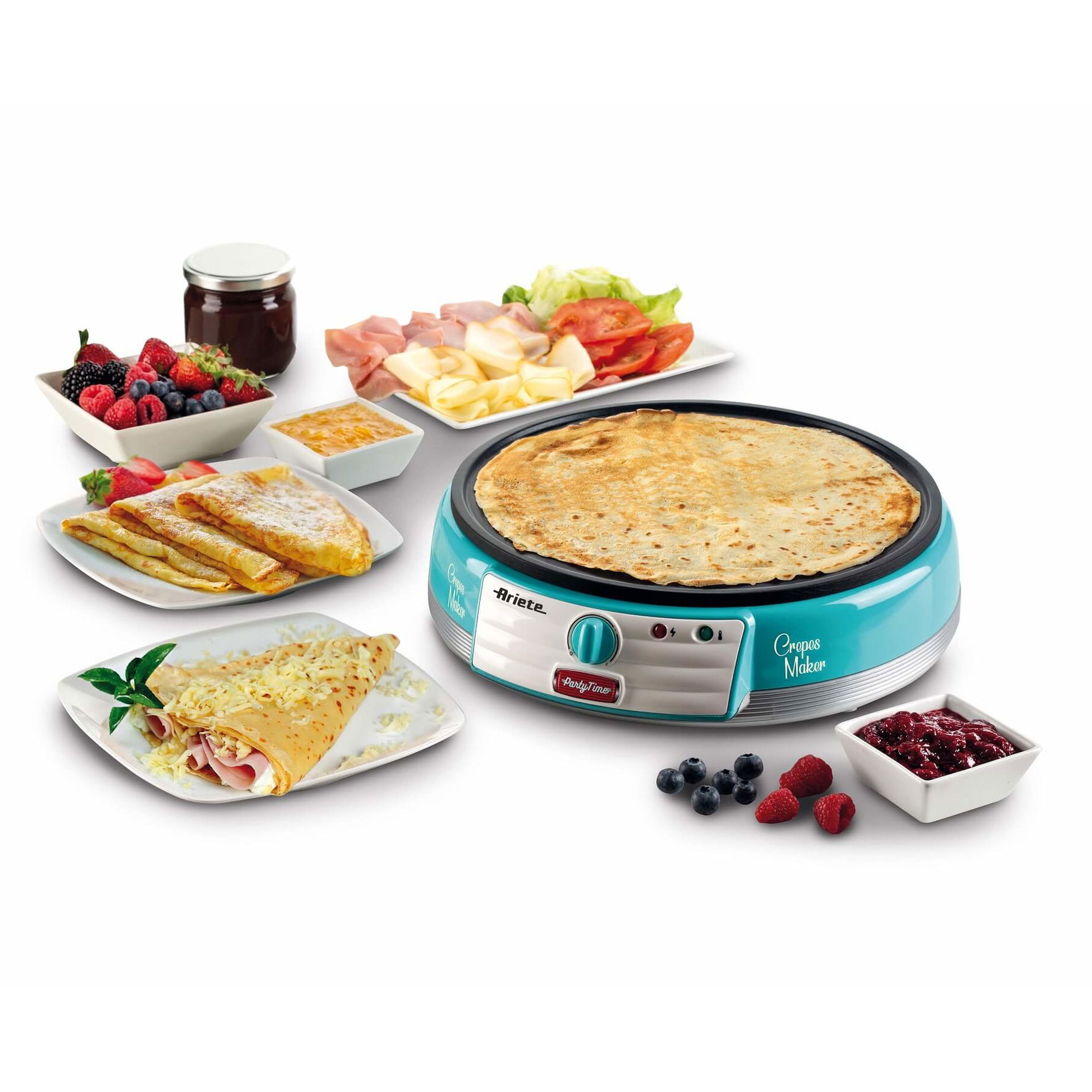 ARIETE Party Time Crepes Maker 1000 W turkusowa - naleśnikarka