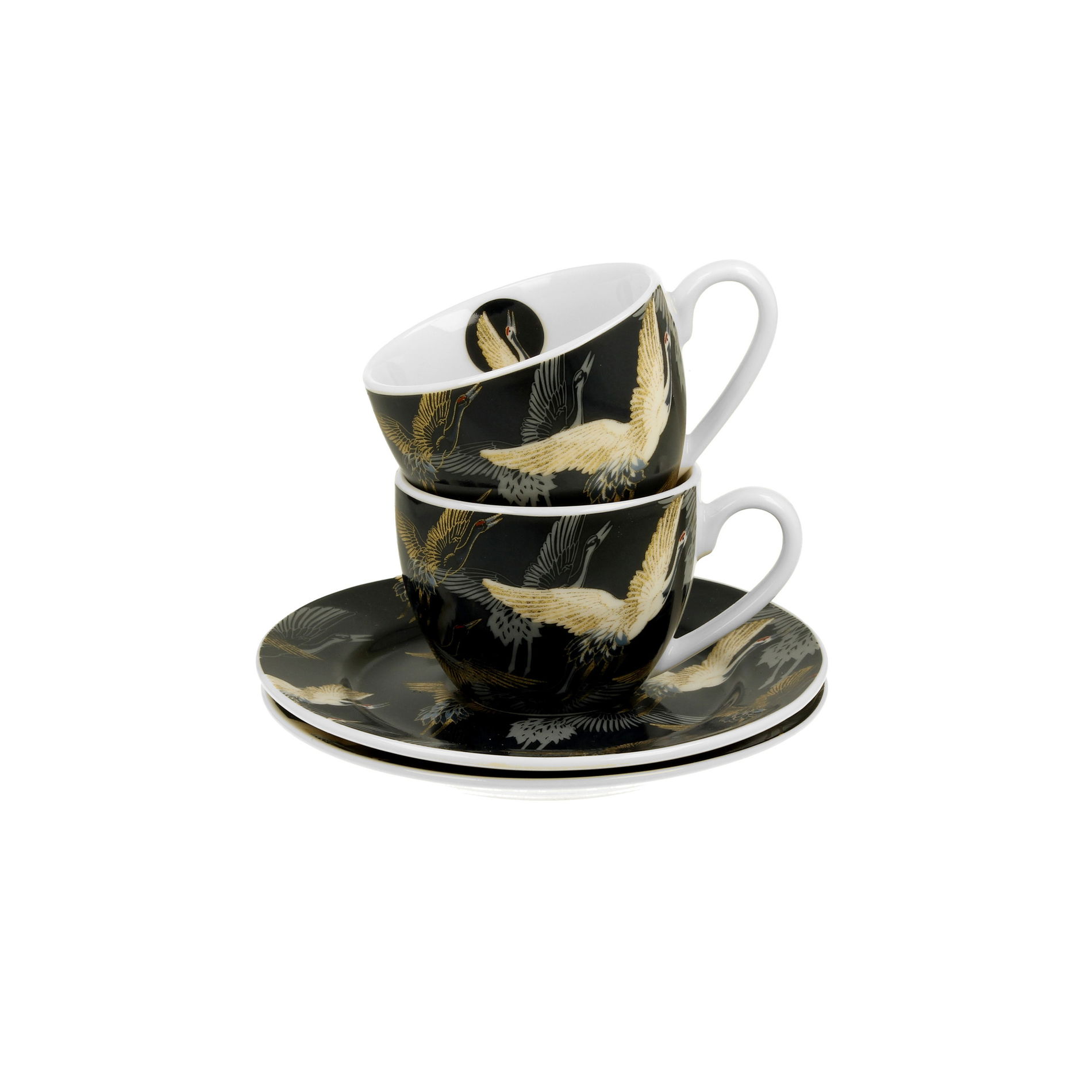 Porcelánové espresso šálky s tanierikmi DUO ART GALLERY ŽERAVY V NOCI 90 ml 2 ks.