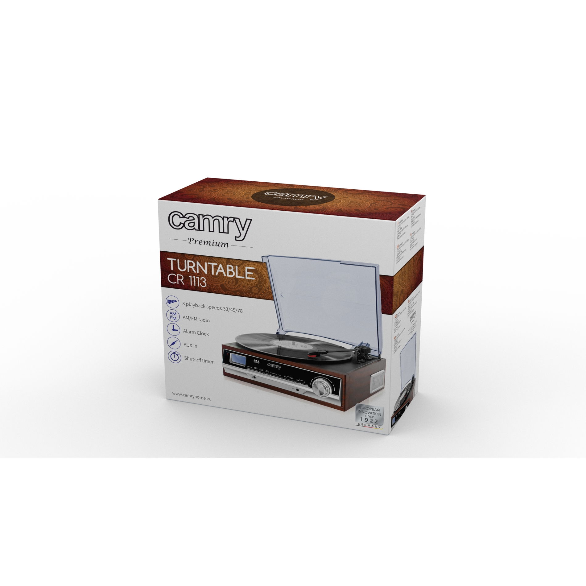CAMRY Vinyl Sound hnědý - dřevěný gramofon
