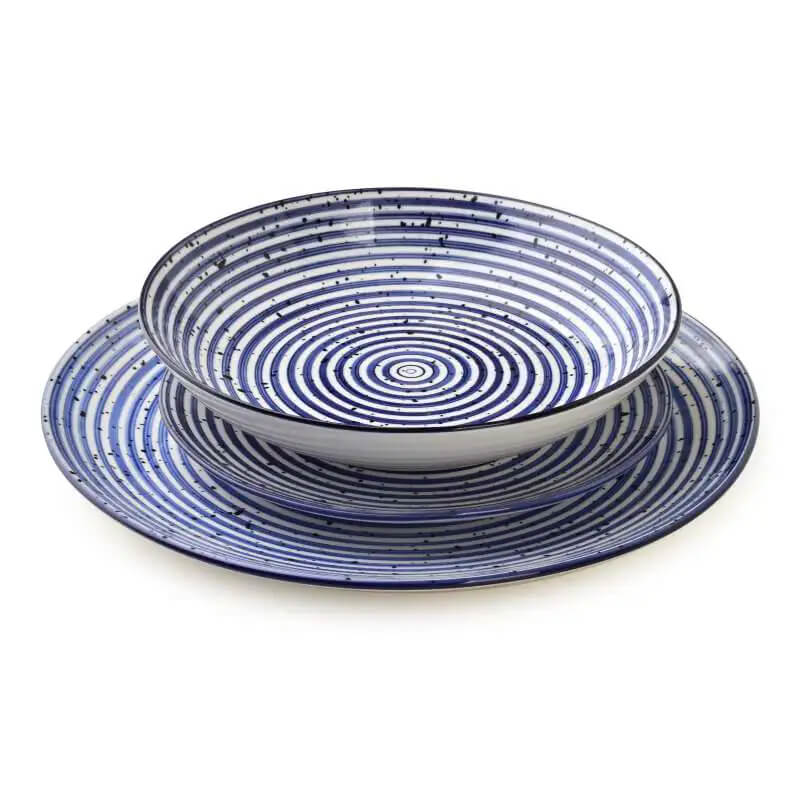 Porcelánová obedová súprava AFFEK DESIGN STRIPES BLUE pre 6 osôb (18 dielov)