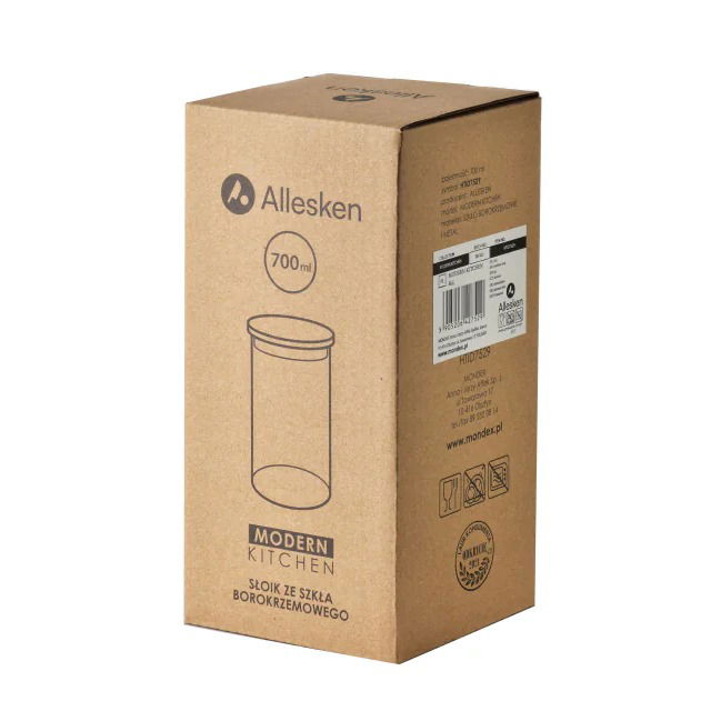 Skleněná nádoba / Skleněná nádoba na sypké produkty s víkem MODERN KITCHEN 0,7 l
