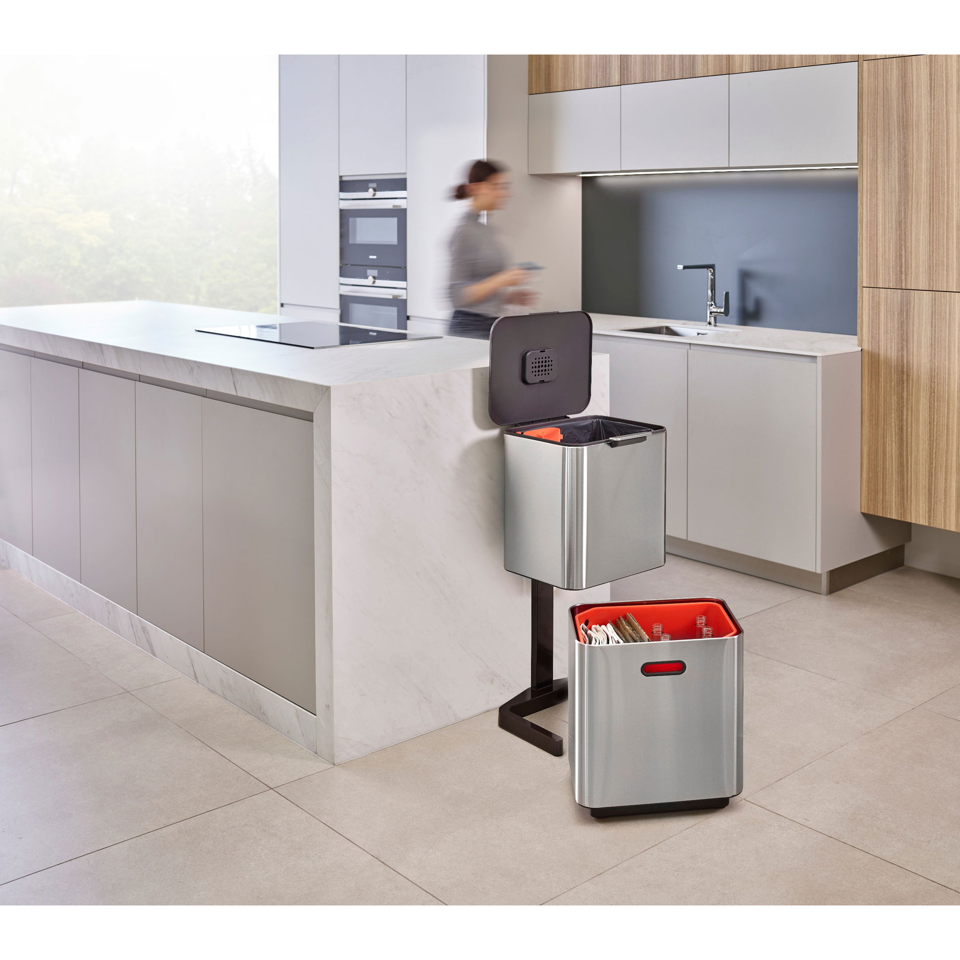 JOSEPH JOSEPH Inteligent Waste TotemMax 60 l - nerezový koš na třídění odpadu