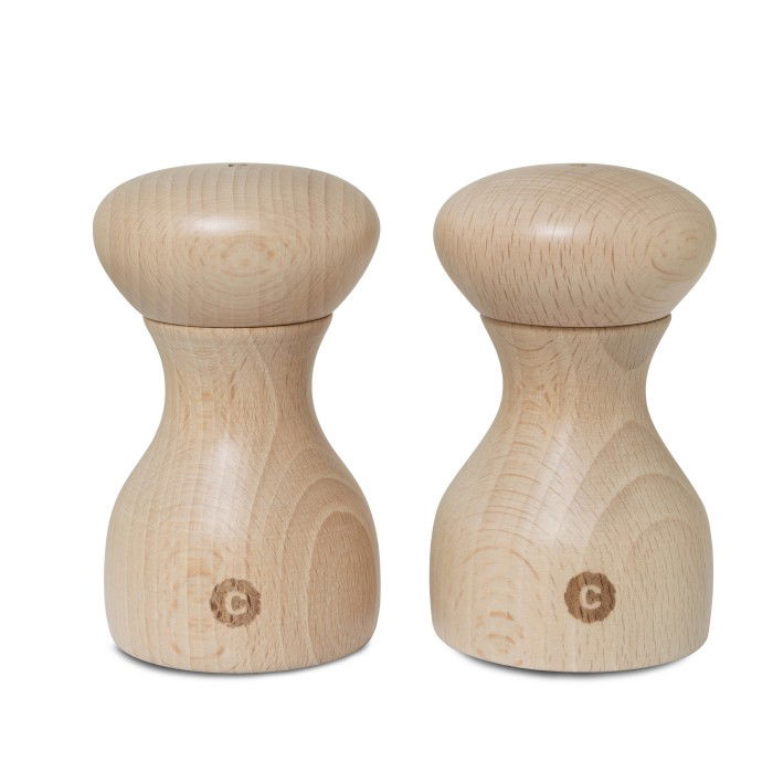 Dřevěné ruční mlýnky na pepř a sůl CRUSHGRIND LYON 10 cm 2 ks.