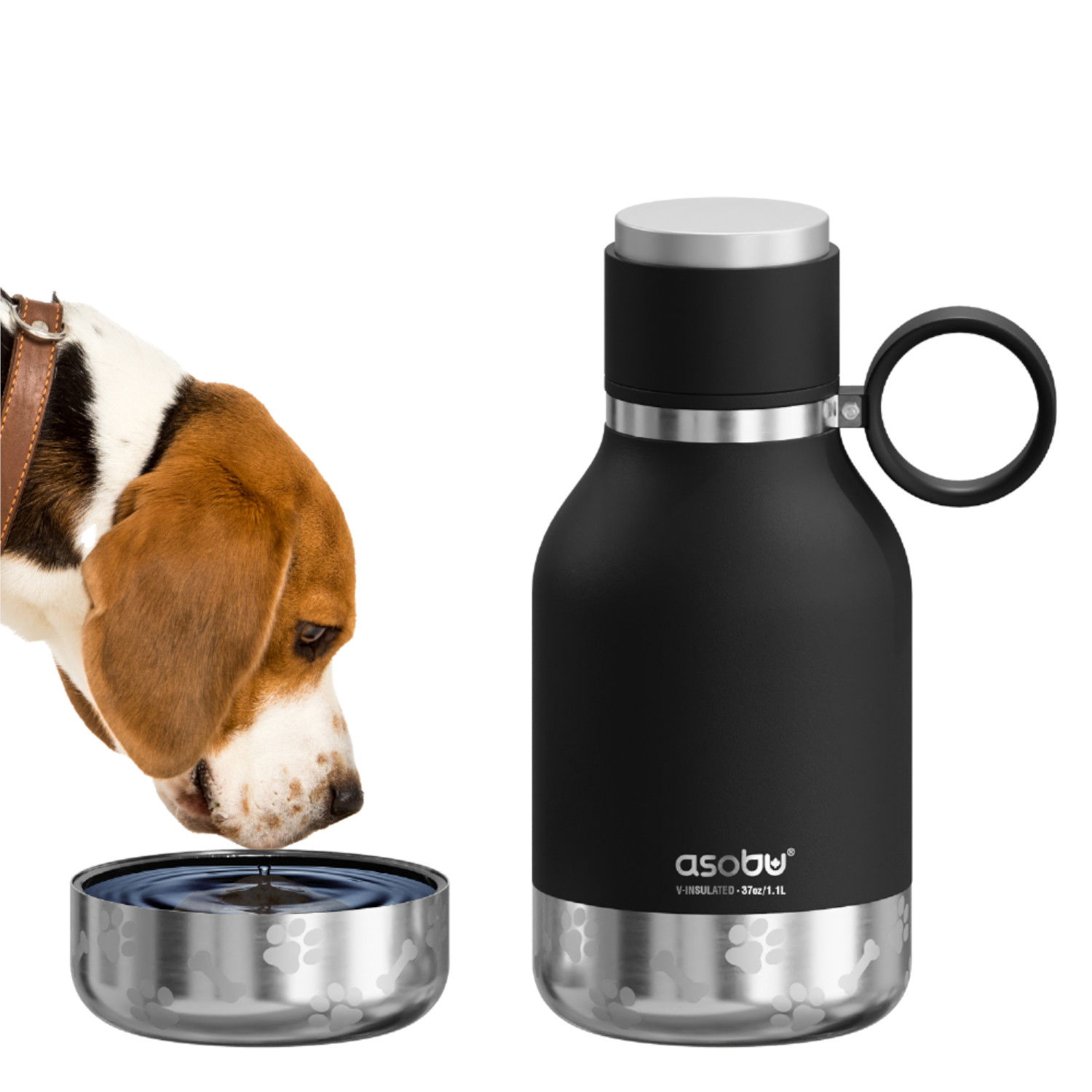 ASOBU Dog Bowl 0,975 l - termoska na vodu ze nerezové oceli s miskou pro psa