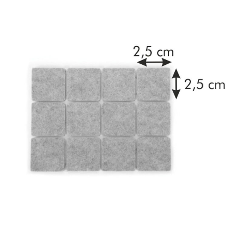 TESCOMA Presto Square 2,5 x 2,5 cm 24 ks sivé - nábytkové filcové samolepiace podložky