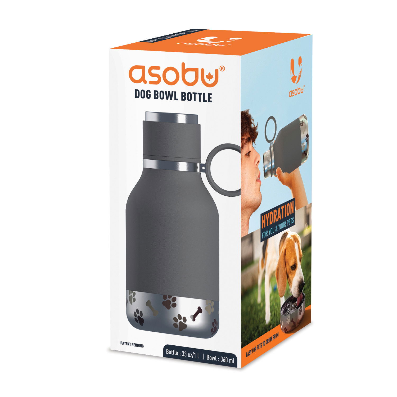 ASOBU Dog Bowl 0,975 l - termoska na vodu ze nerezové oceli s miskou pro psa