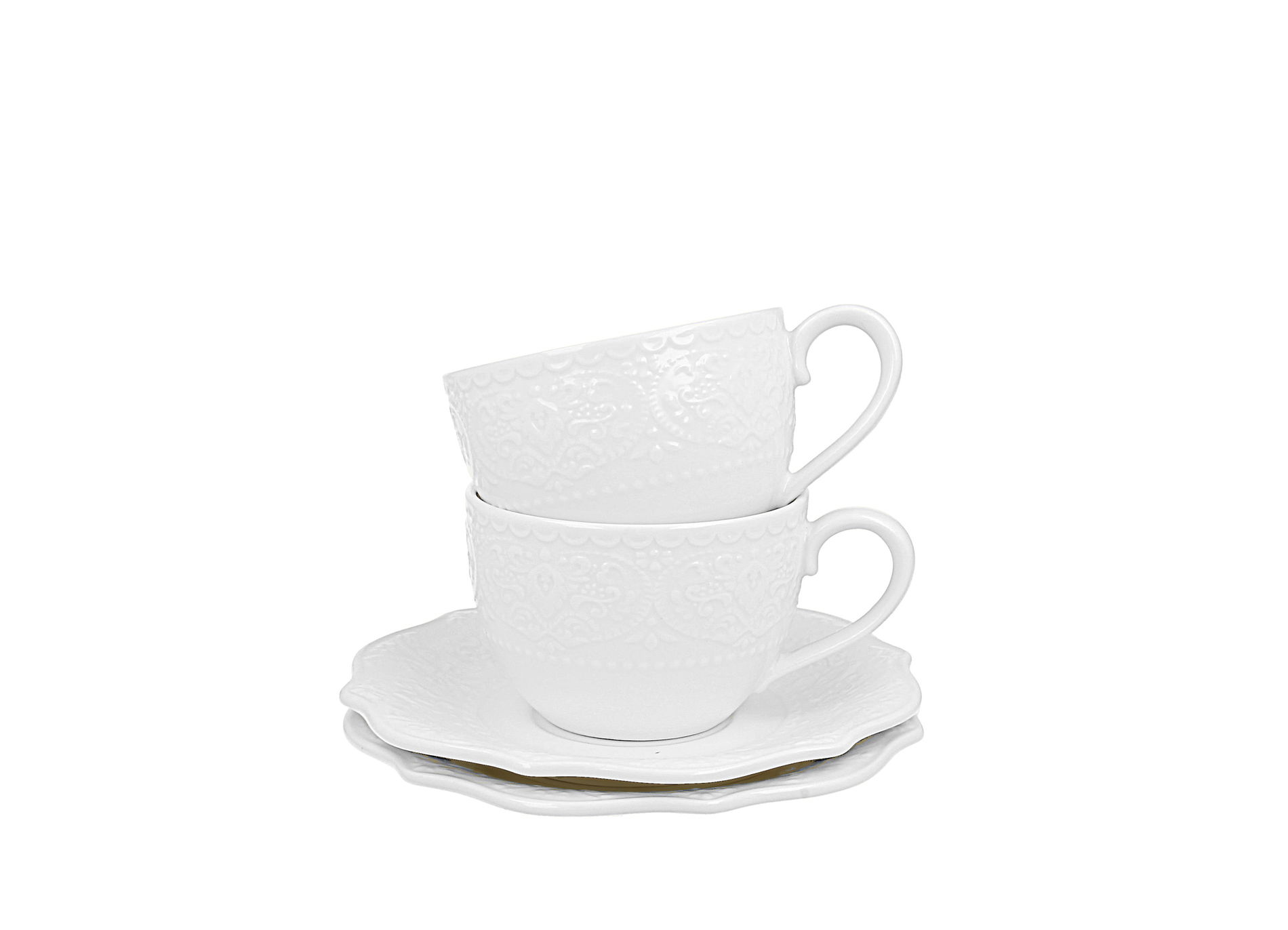 Porcelánové šálky na kávu a čaj s podšálky DUO ALICE 210 ml 2 ks.