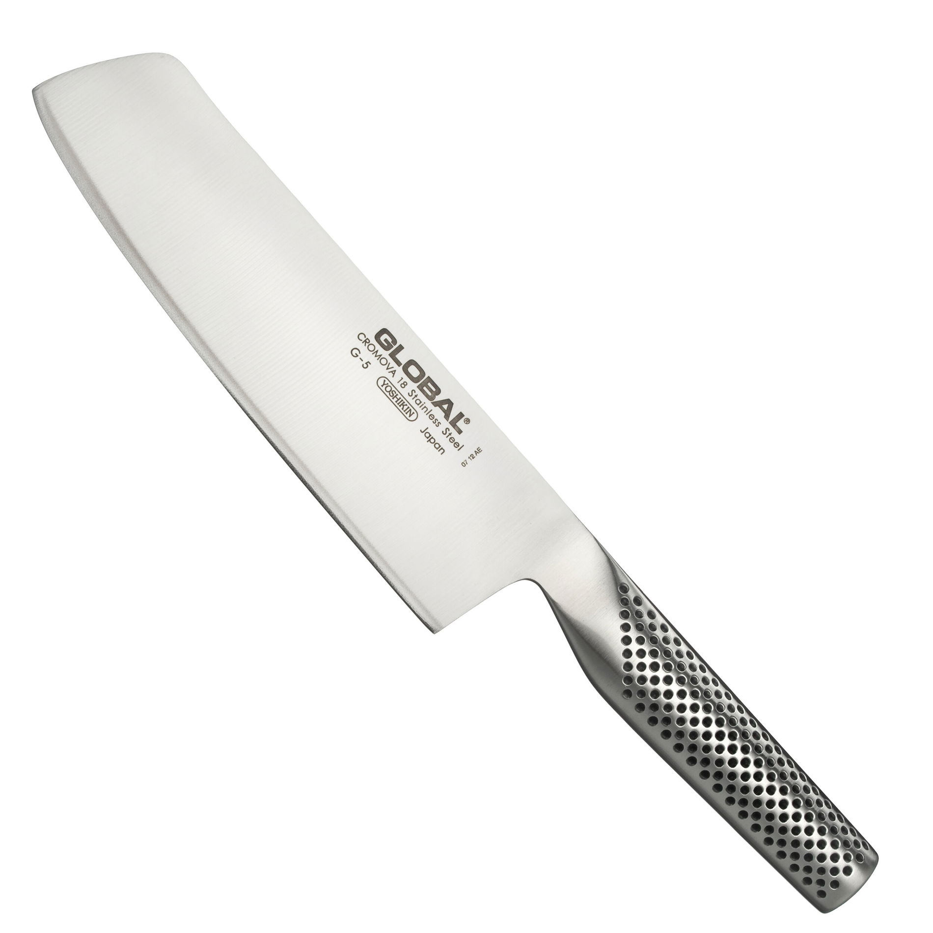 Japonský nůž na ovoce a zeleninu Nakiri z nerezové oceli GLOBAL SÉRIE G 18 cm