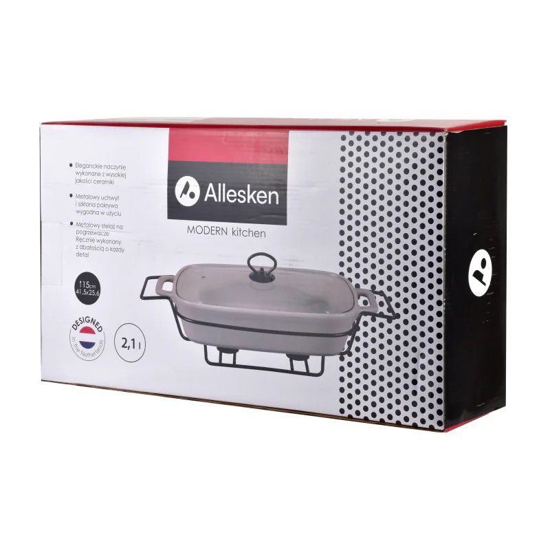 Naczynie ceramiczne z pokrywką i podgrzewaczem MODERN KITCHEN 2,1 l