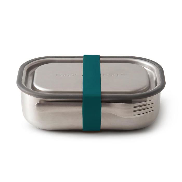 BLACK BLUM Box Appetit 3 v 1 oceľový morský - oceľový dvojkomorový obedový box s vidličkou