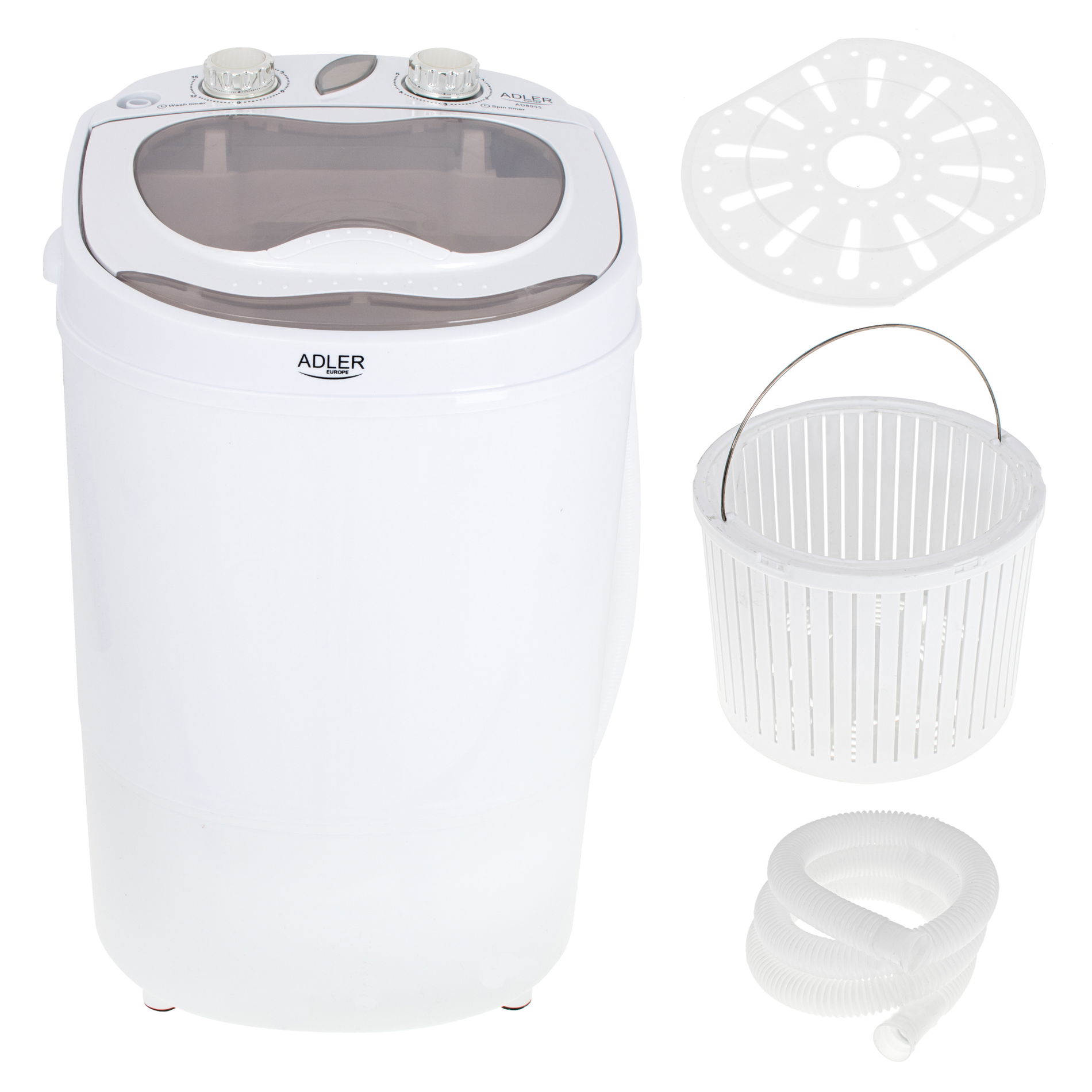 ADLER AD 8055 3 kg 400 W biela - cestovná práčka s rotáciou