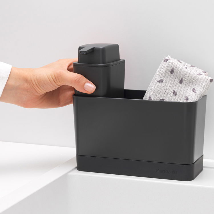 BRABANTIA SinkSide czarny - organizer do zlewu z dozownikiem płynu plastikowy