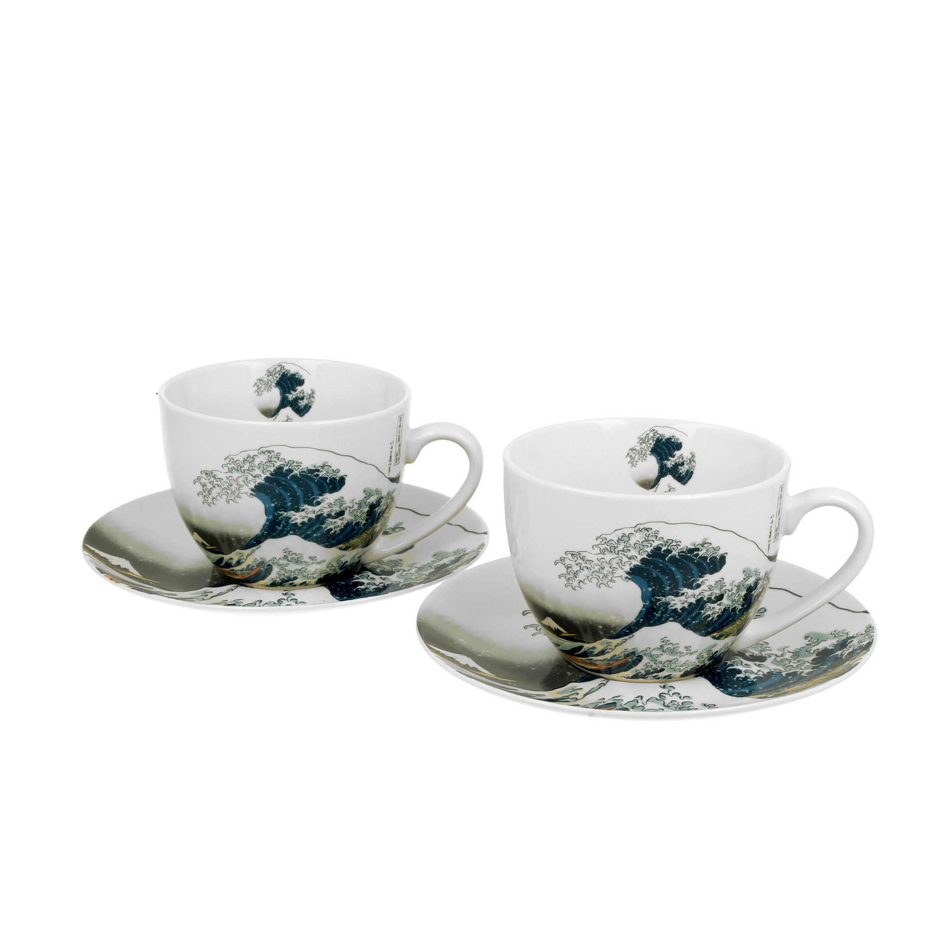 Porcelánové šálky na kávu a čaj s podšálky DUO ART GALLERY THE GREAT WAVE BY HOKUSAI 280 ml 2 ks.