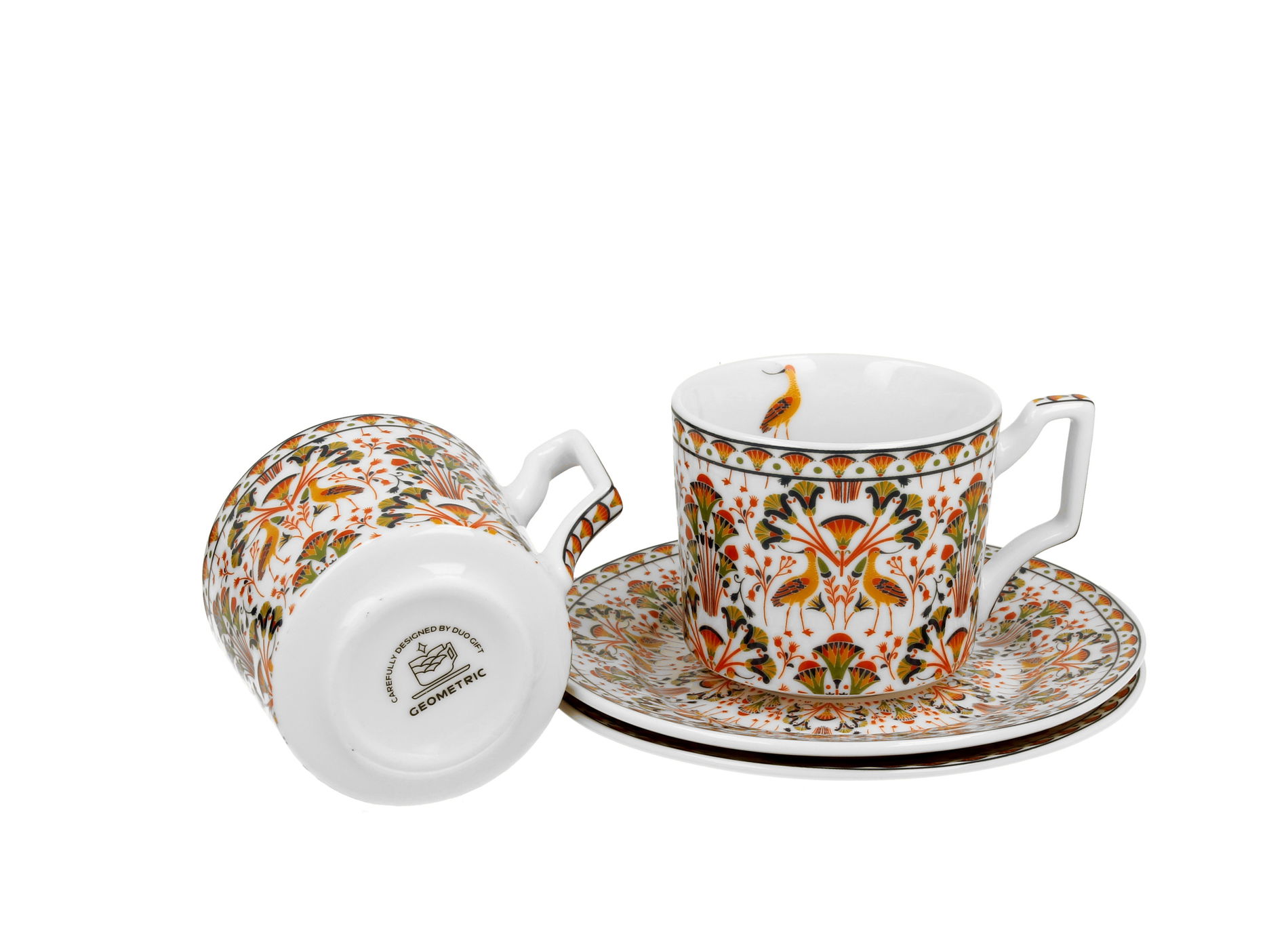 Porcelánové espresso šálky DUO GEOMETRIC HERON 120 ml 2 ks.