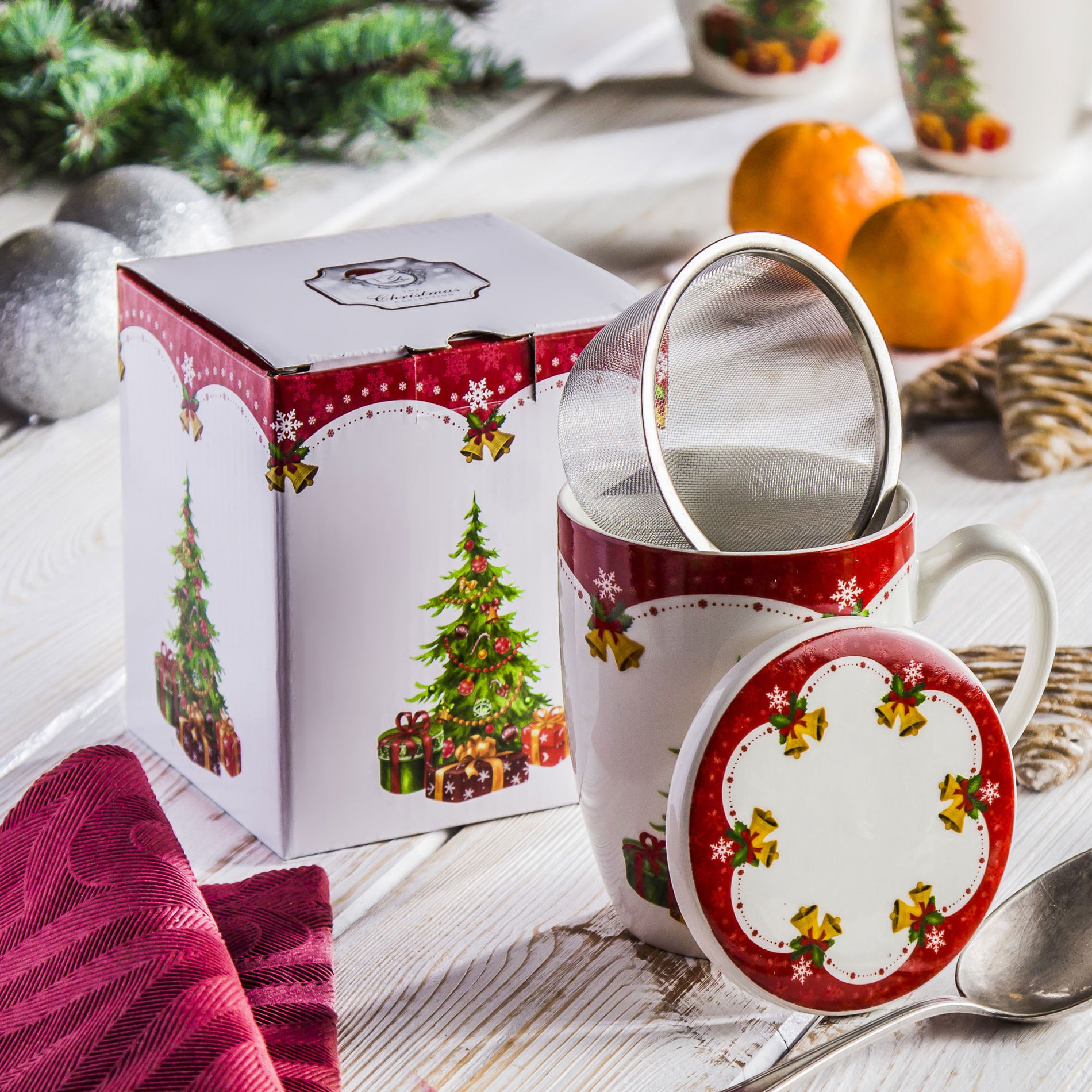 Porcelánový hrnek se sítkem a s víčkem DUO 380 ml
