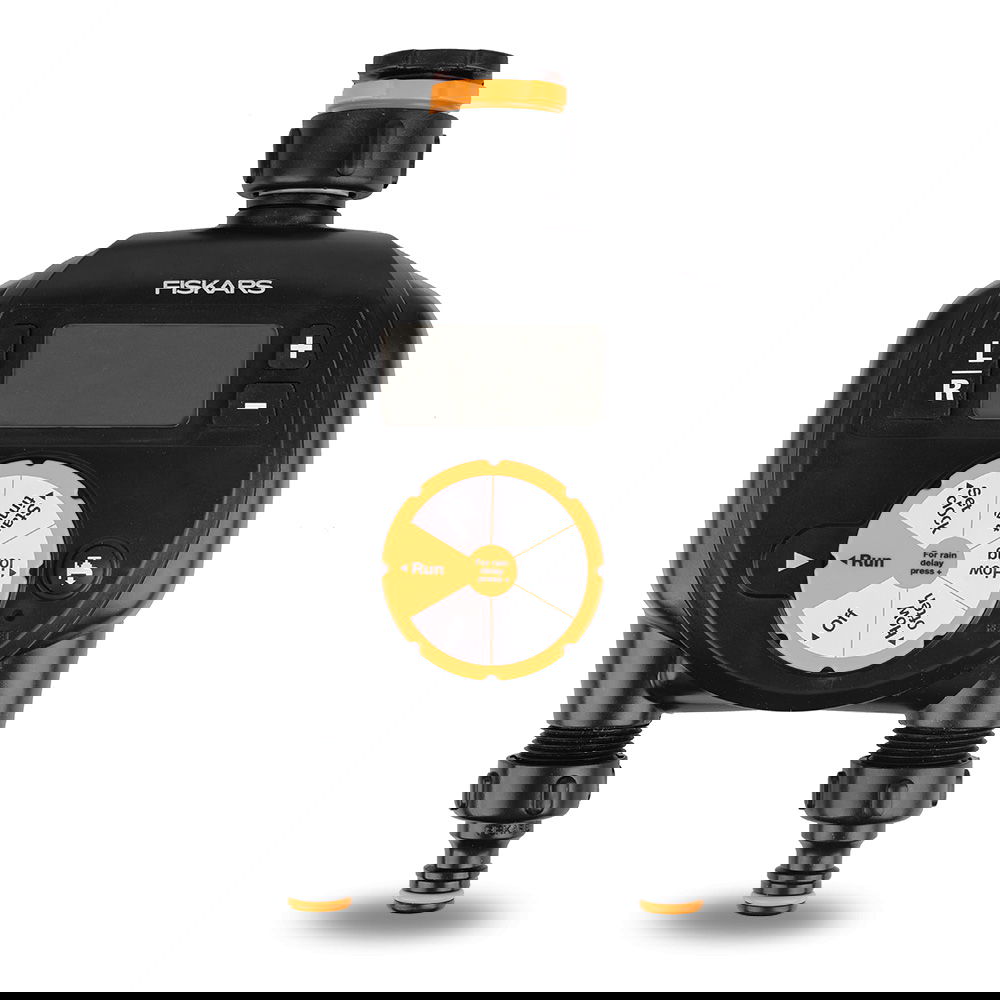 FISKARS Timer Dual čierny - dvojitý zavlažovací ovládač