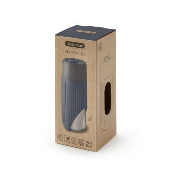 BLACK BLUM Travel Cup 340 ml šedý - skleněný hrnek (sklenice) s pokličkou