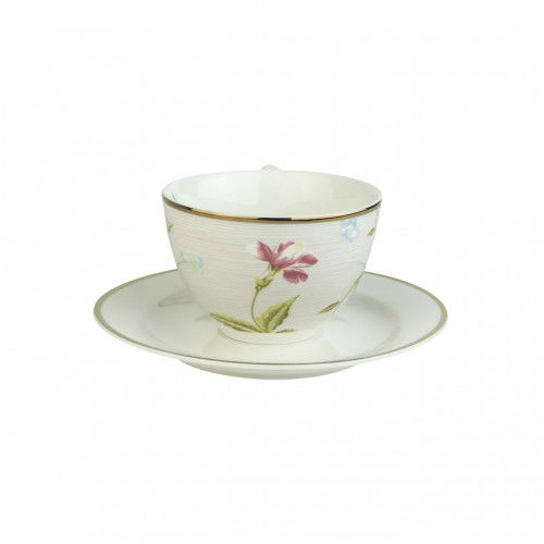 Porcelánový šálek na kávu a čaj s podšálkem LAURA ASHLEY HERITAGE COBBLESTONE bílý 250 ml