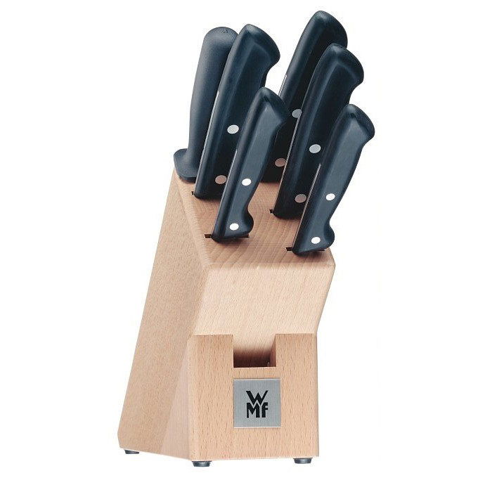 WMF Classic Line 7 ks černá - sada kuchyňských nožů z nerezové oceli v bloku s brousek