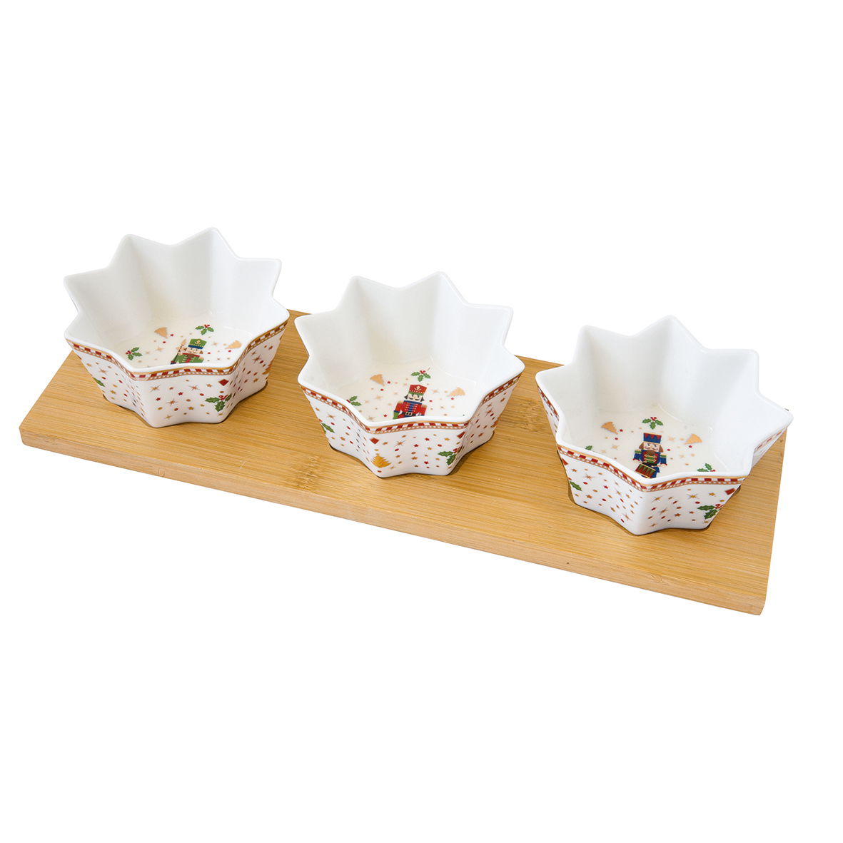 Porcelánové misky na dipy na stojanu CHRISTMAS IN EASY LIFE BÍLÉ 3 ks