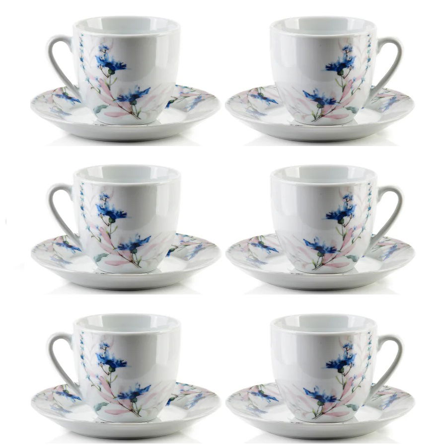 Porcelánové šálky na kávu a čaj s tanierikmi MONDEX JOY 250 ml 6 ks.