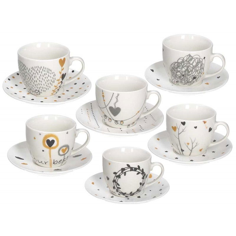 TOGNANA Goldy 270 ml 6 ks. - porcelánové šálky na kávu a čaj so spodkami