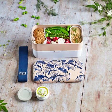 MONBENTO Bento Original Graphic Ginkgo 1 l - dvoukomorový plastový lunch box