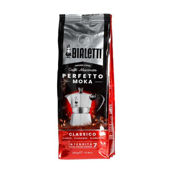 BIALETTI Moka Express na 3 filiżanki espresso (3 tz) - zestaw włoska kawiarka aluminiowa ciśnieniowa z kawą Perfetto Moka Classico 250g
