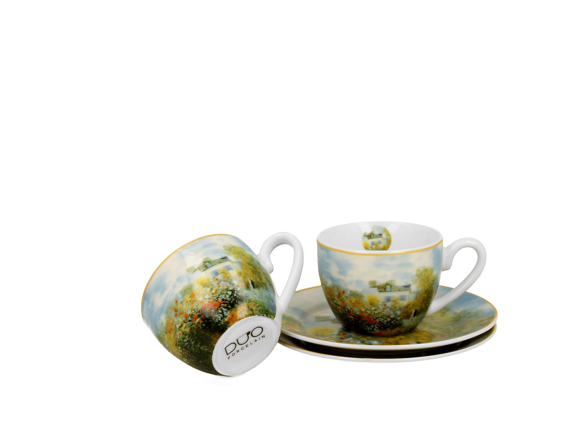 Espresso šálky s tanierikmi DUO ART GALLERY THE GARDEN AT ARGENTEUIL BY C. MONET 110 ml 2 ks