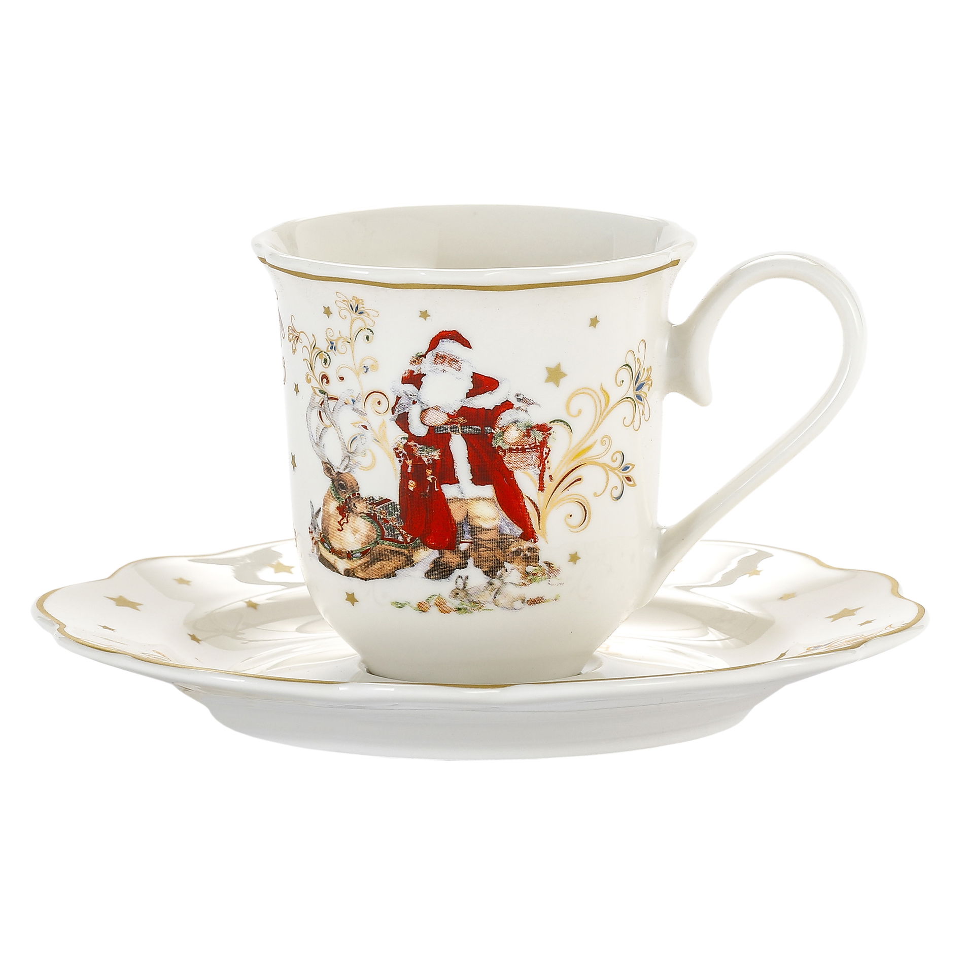 Porcelánové šálky na kávu a čaj so spodkom 90 ml 2 ks