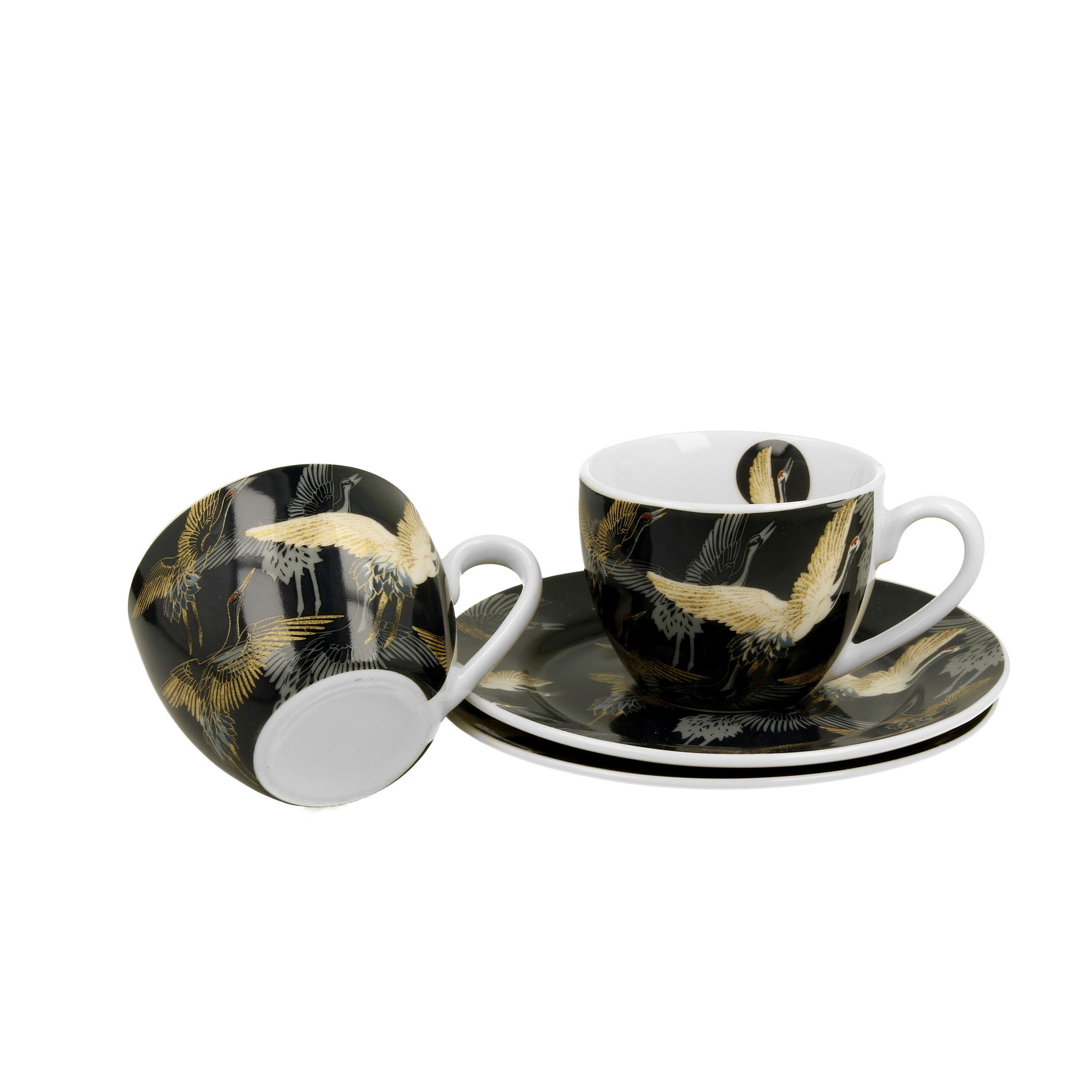 Porcelánové espresso šálky s tanierikmi DUO ART GALLERY ŽERAVY V NOCI 90 ml 2 ks.