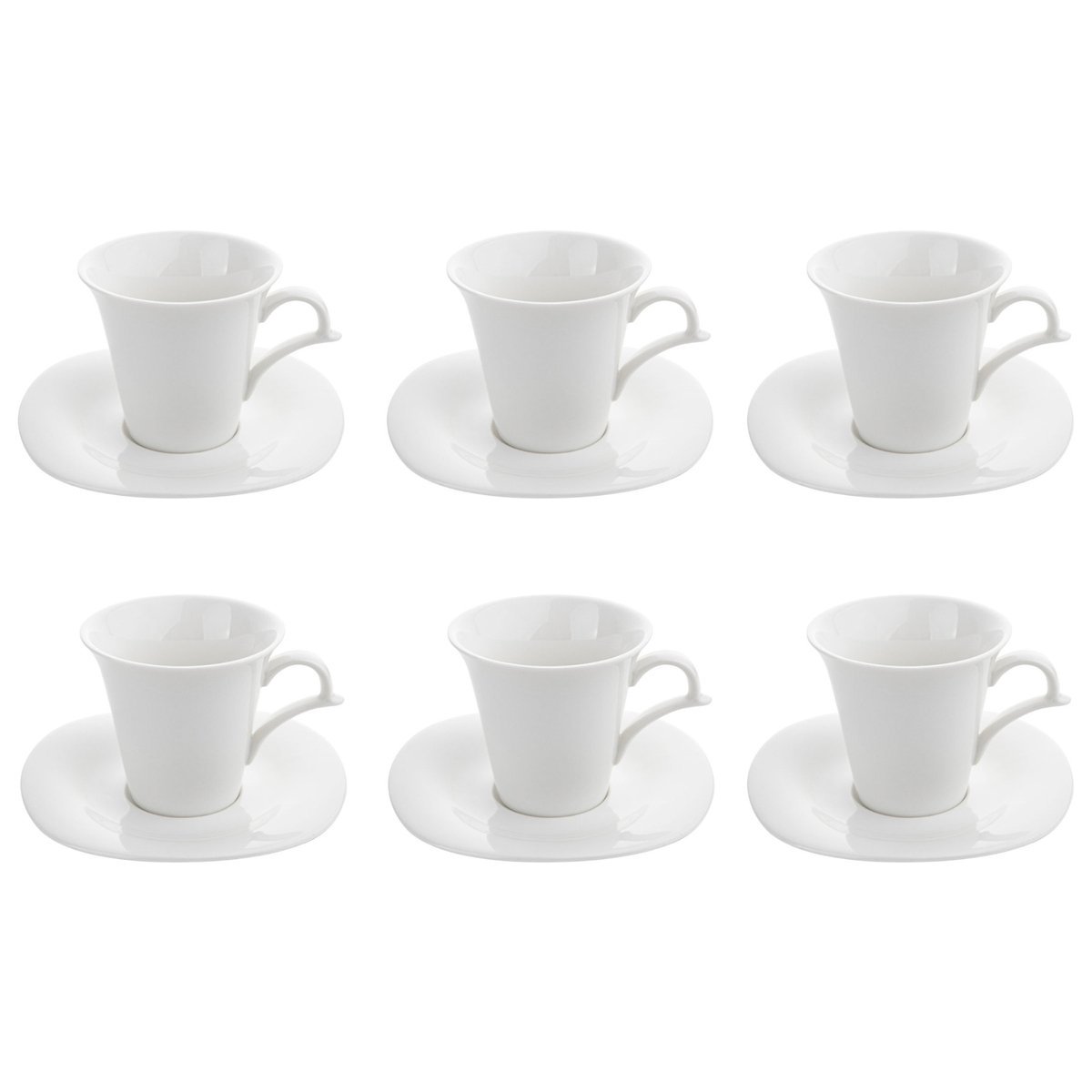Porcelánové šálky na kávu a čaj s tanierikmi FLORINA BELLA BIELE 220 ml 6 ks.