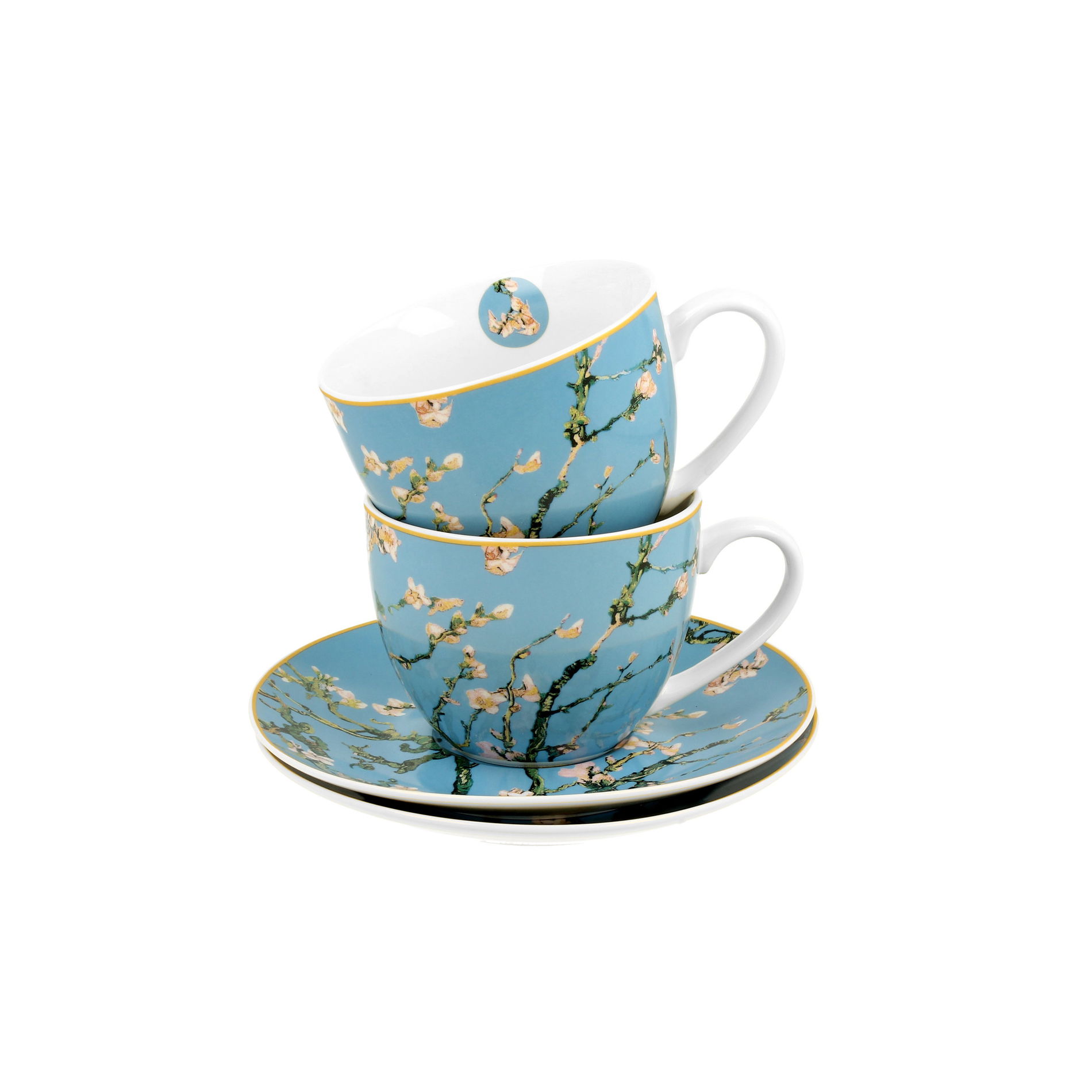 Porcelánové šálky na kávu a čaj s podšálky DUO ART GALLERY ALMOND BLOSSOM BY V. VAN GOGH 280 ml 2 ks