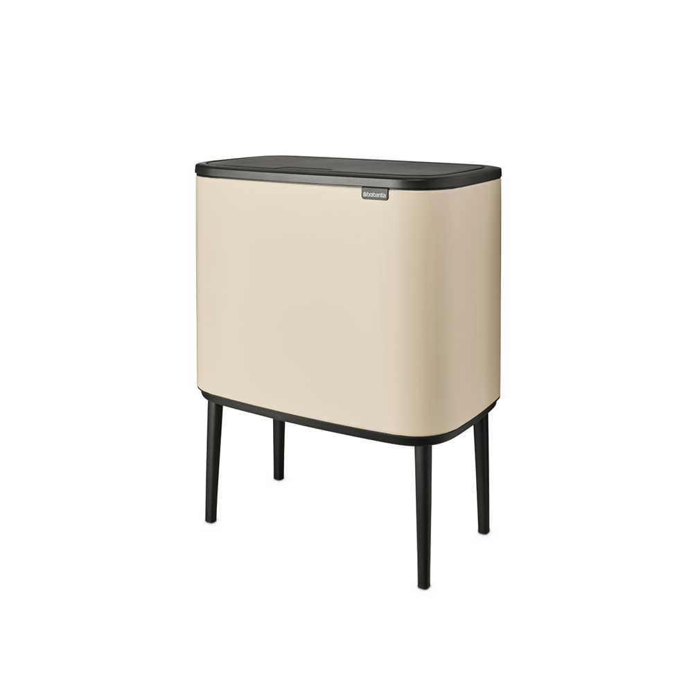 BRABANTIA Touch Bin Bo 3 x 11 l béžová - plastový odpadkový koš se třemi přihrádkami
