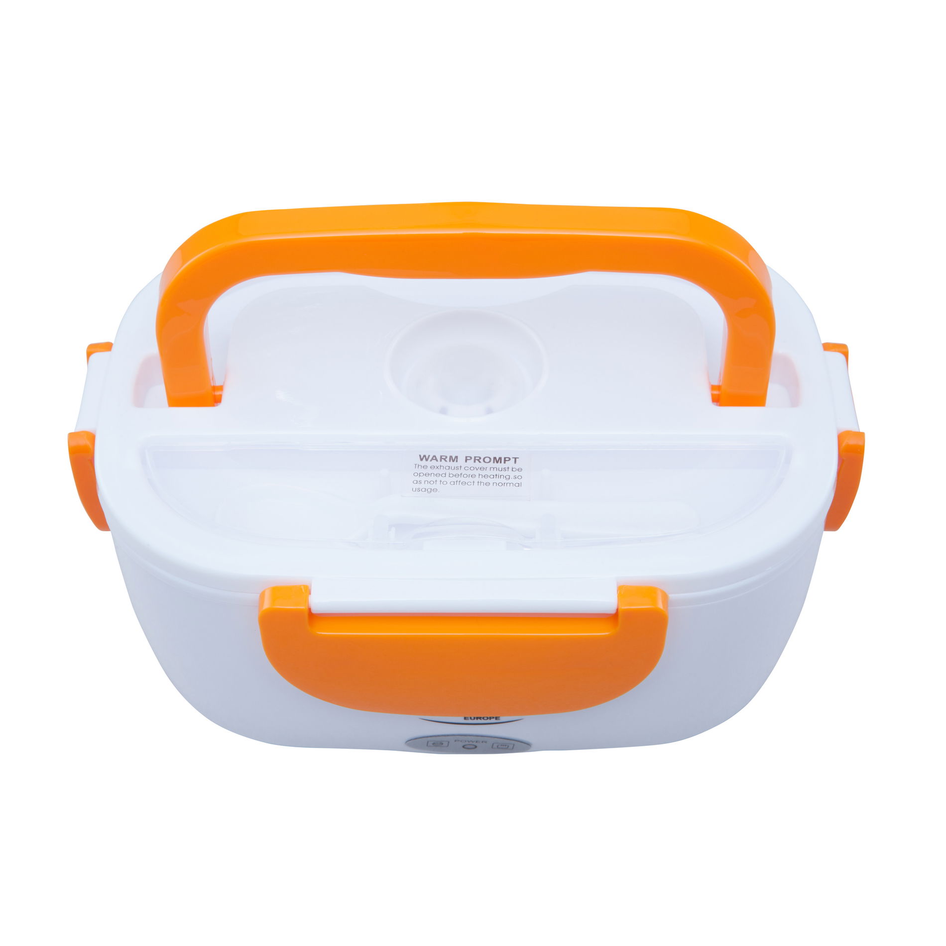 ADLER Heating 1,1 l oranžový - dvoukomorový elektrický plastový obědový box s lžící