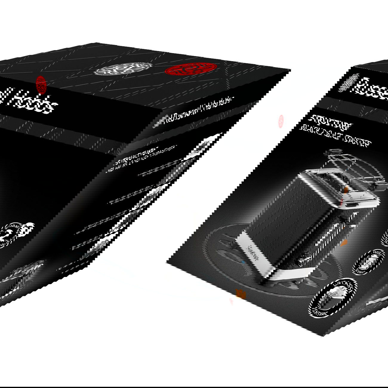 RUSSELL HOBBS Structure Black 1050 W černá - nerezová ocel Elektrický topinkovač / sendvičovač