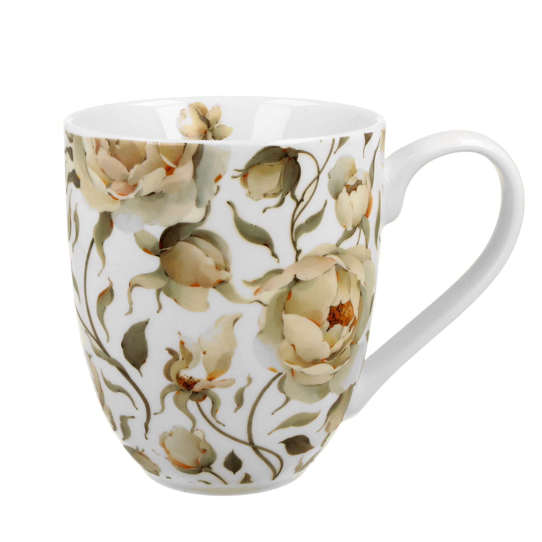 Veľký porcelánový hrnček DUO THE SECRET GARDEN ENGLISH ROSES WHITE 1000 ml