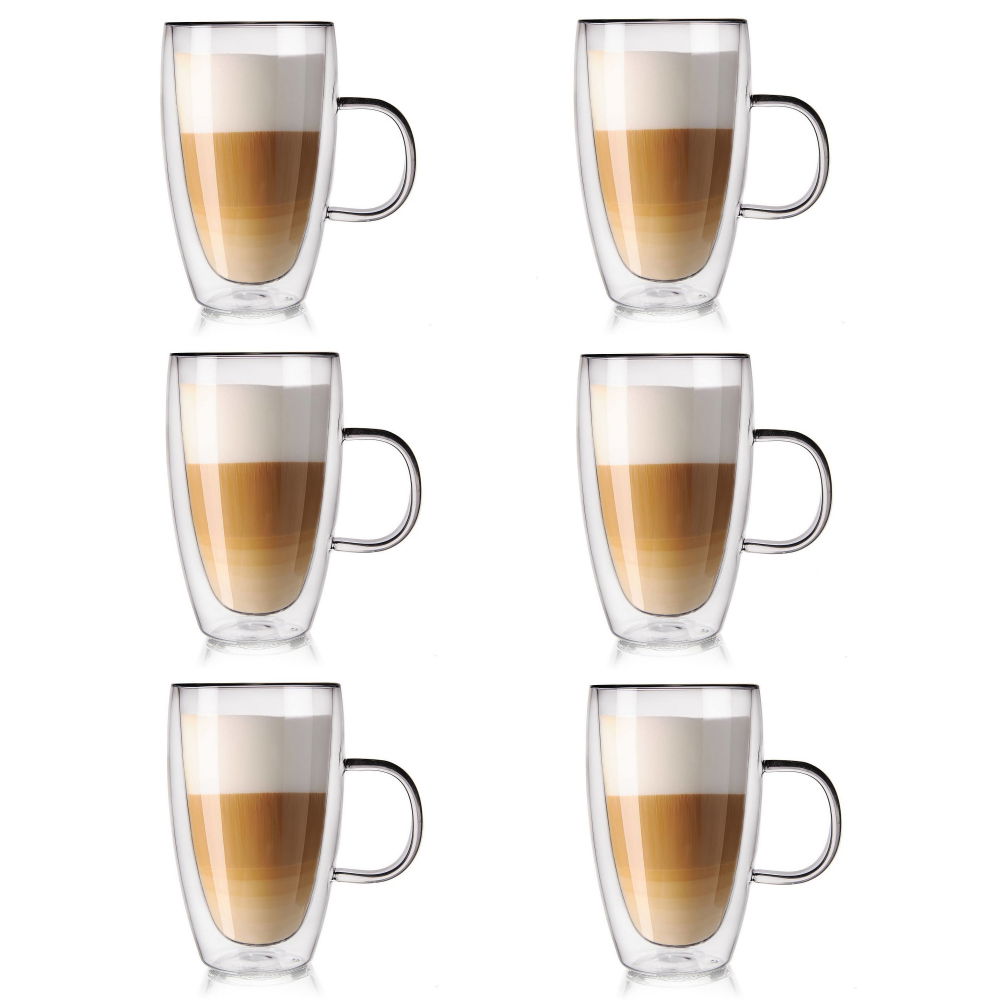 Termické sklenice na latte s dvojitými sklenenými stenami THERMAL CUP 430 ml 6 ks.