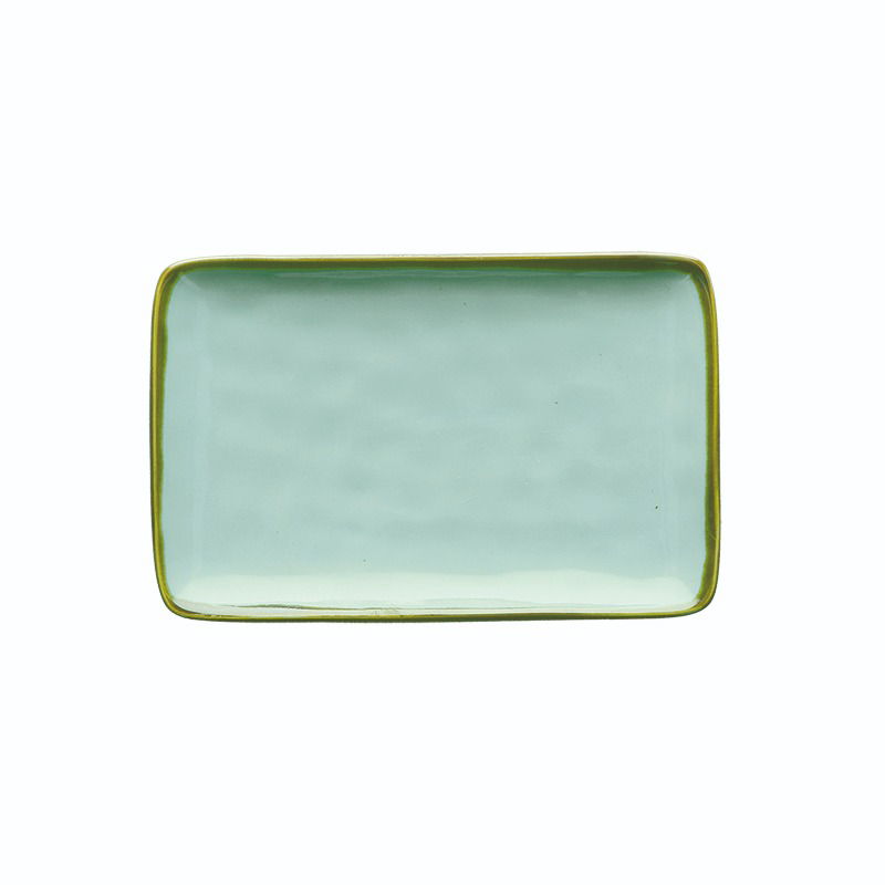 Talerze do serwowania przekąsek kamionkowe ROSE TULIPANI CONCERTO VERDE ACQUA 20 x 13 cm 4 szt.