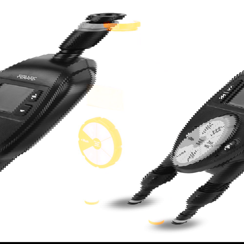 FISKARS Timer Dual čierny - dvojitý zavlažovací ovládač
